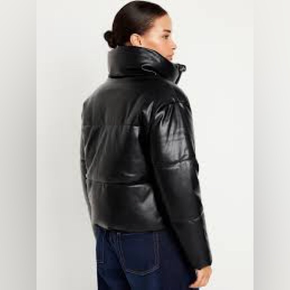 Faux-Leather Puffer Jacket - Picture 3 of 7